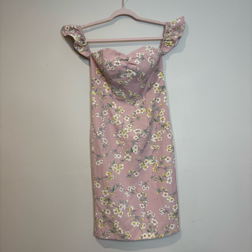 Express Off-Shoulder Floral Dress - pink